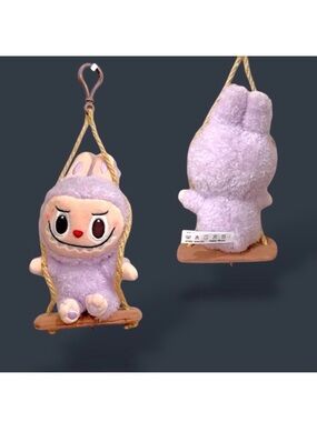 Pop Land Labubu Timber Workshop Series Playing on the Swing Plush Pendant Purple